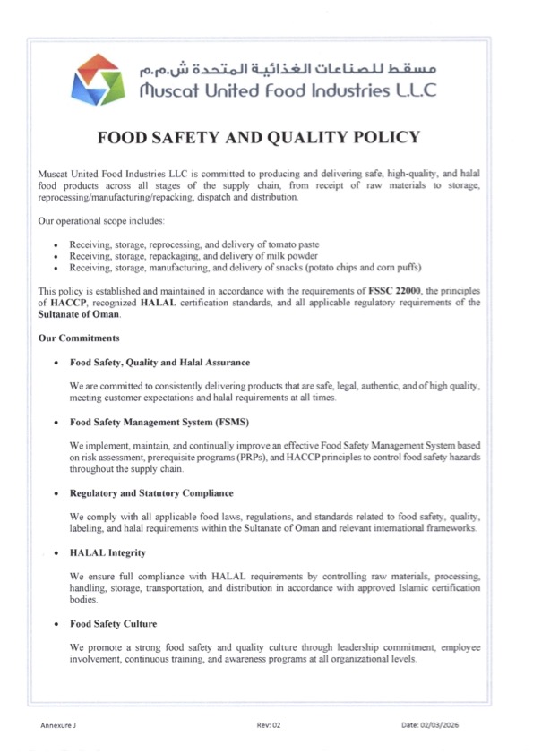 Food safety and Quality Policy 1